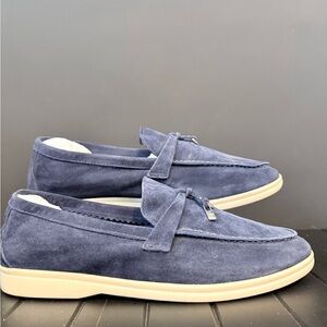 Loro Piana summer charm walk flats navy blue size 42